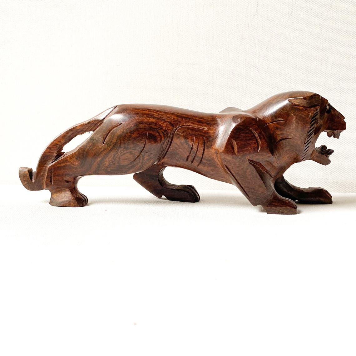 Vintage Ironwood Tiger Sculpture