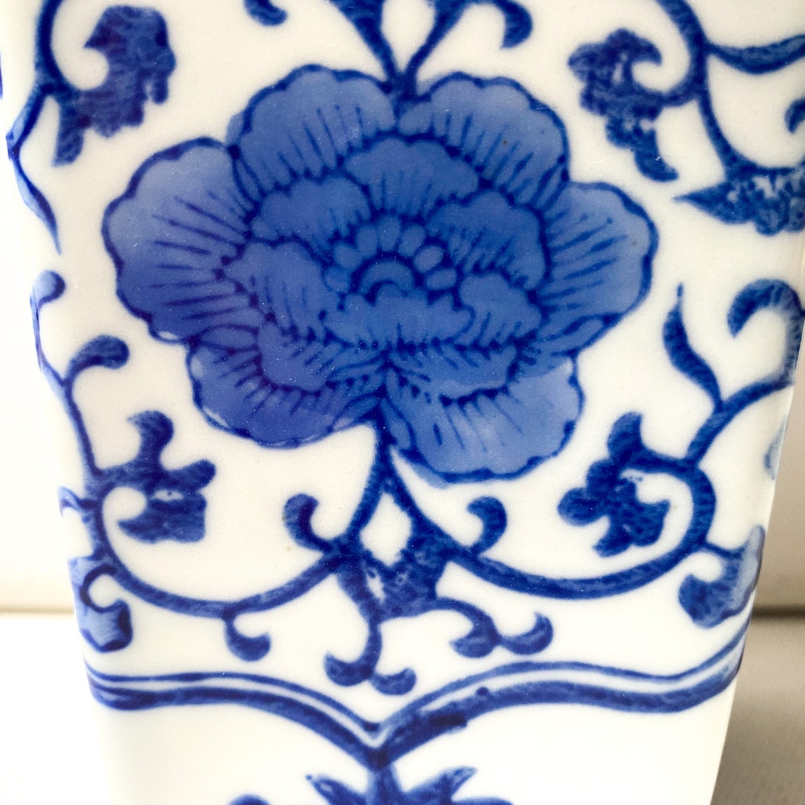 Vintage Blue and White Floral Vase