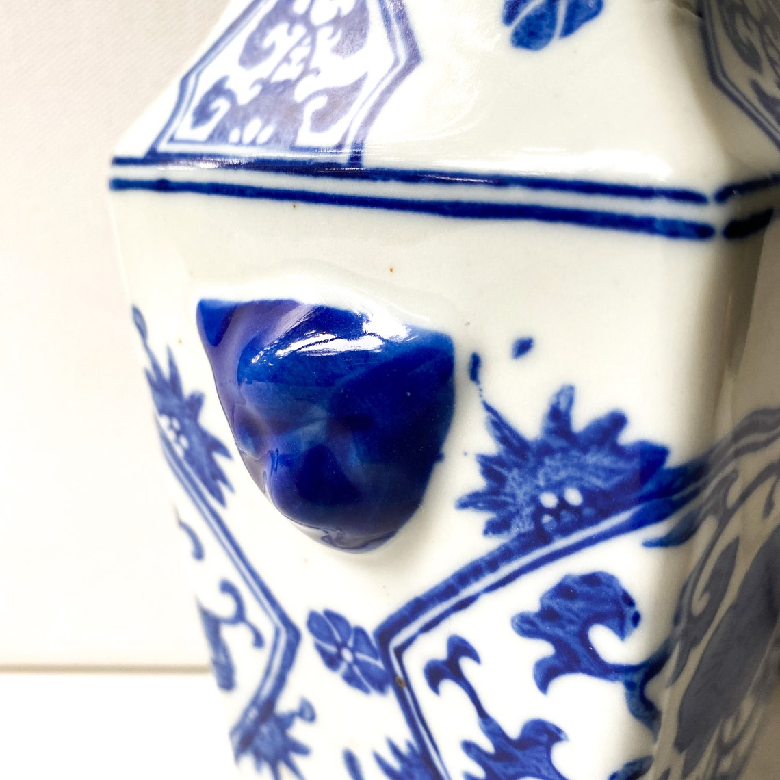 Vintage Blue and White Floral Vase