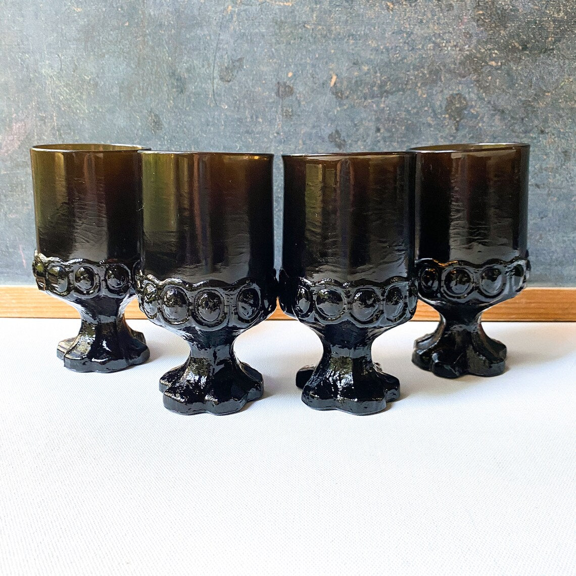 Vintage Madeira Smoke Goblets by Franciscan, Set of four brown glasses