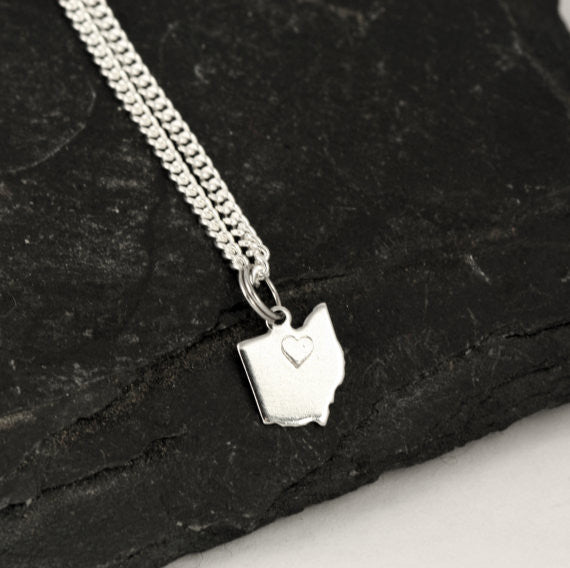 Small Silver Ohio Charm Necklace