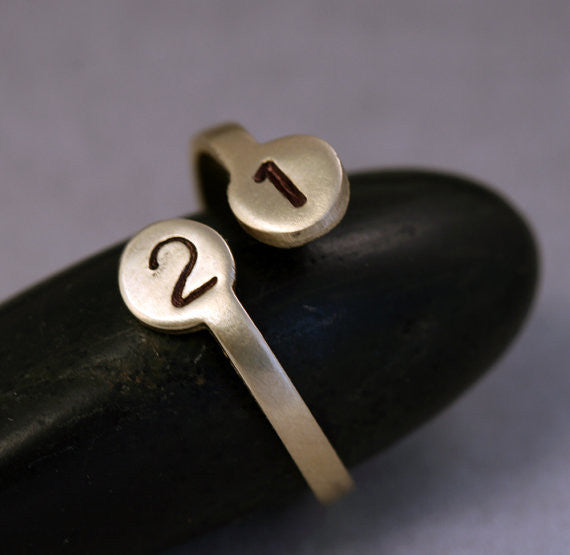 Number Ring Adjustable Brass Personalized Ring