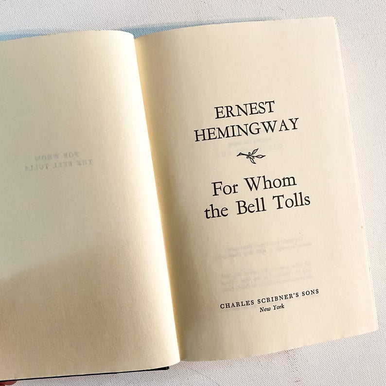 For Whom the Bell Tolls, Ernest Hemingway, Vintage Hardbound Book