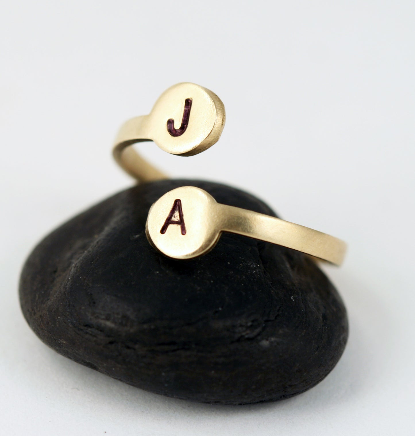 Initial Ring, Adjustable brass ring with Minimalist Style