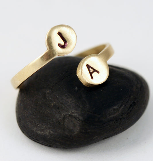 Initial Ring, Adjustable brass ring with Minimalist Style