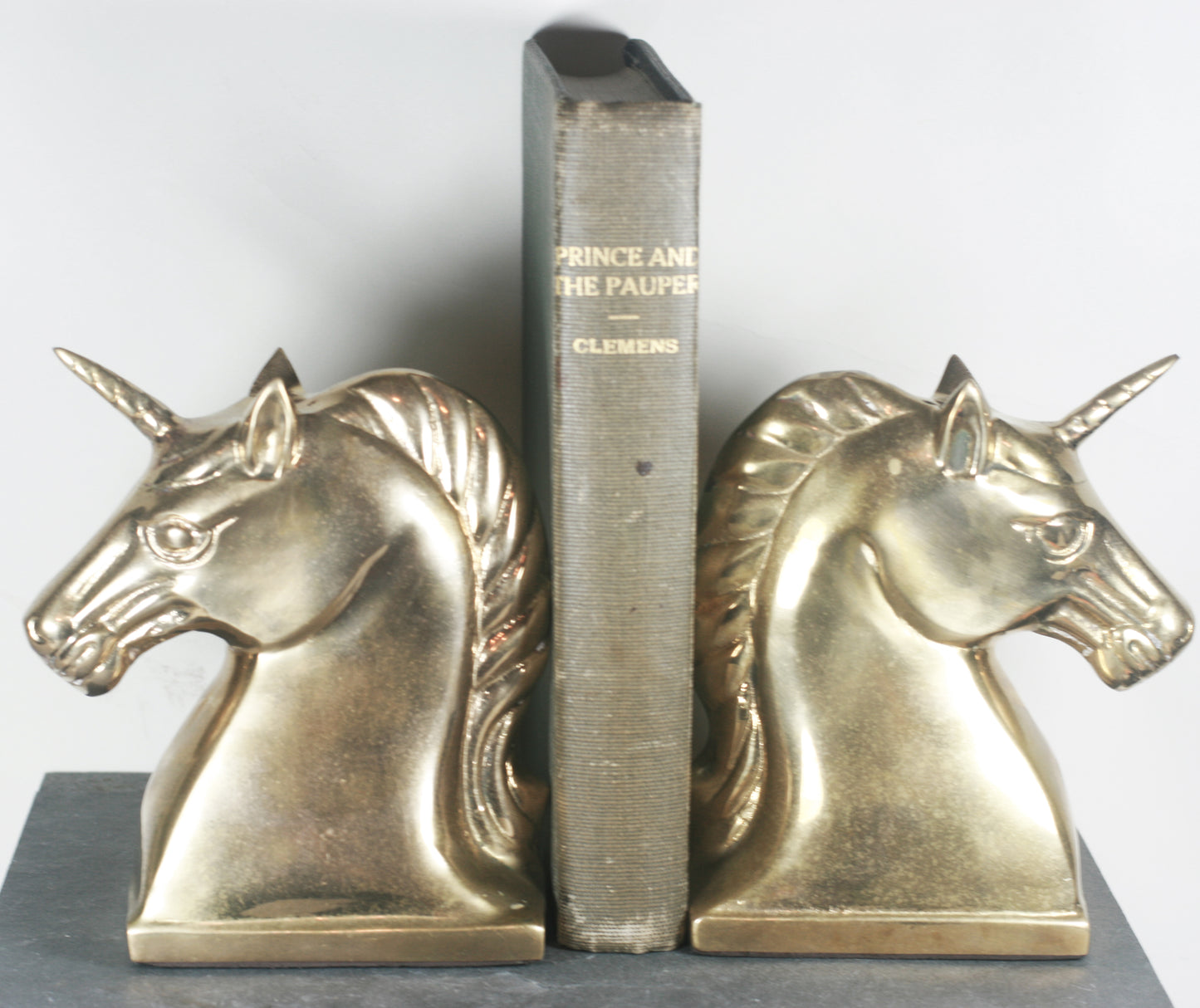 Unicorn Bookends Vintage Brass